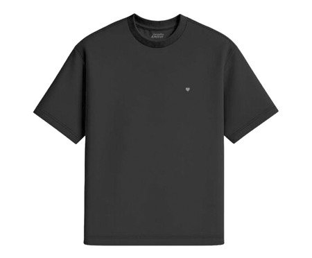 Camiseta Cotton Preta - Coração Micro Cinza | Westwing