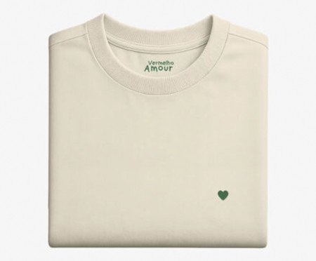 Camiseta Cotton Creme - Coração Micro Verde | Westwing