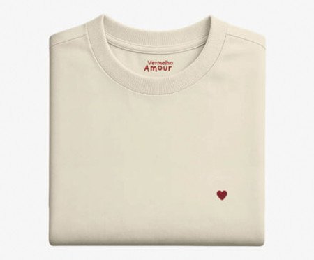 Camiseta Cotton Creme - Coração Micro Sangria | Westwing