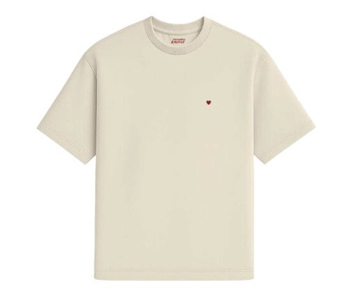 Camiseta Cotton Creme - Coração Micro Sangria, Off White | WestwingNow