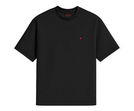 Camiseta Cotton Preta - Coração Micro Vermelho | Westwing