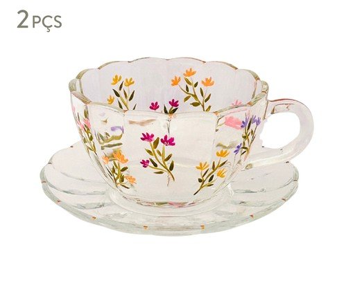 Jogo de Xícaras para Chá com Pires Wildflowers - 240ml, transparent | WestwingNow