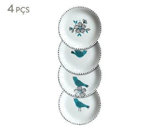 Jogo de pratos de sobremesa Passarim Azulzim Azul, blue | WestwingNow