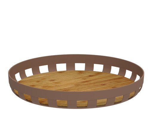 Bandeja Redonda Lume Amendoa Marrom, brown | WestwingNow