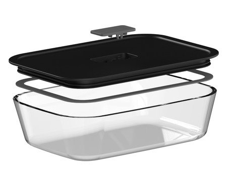 Pote de Vidro Hermético Fresh Lock Preto | Westwing