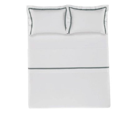 Jogo de Lençol Vercelli Branco e Azul Mare | Westwing