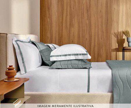 Jogo de Lençol Vercelli Branco e Azul Mare | Westwing