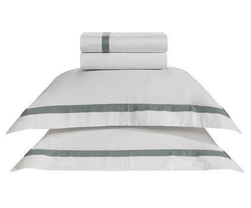 Jogo de Lençol Vercelli Branco e Azul Mare, multicolor | WestwingNow