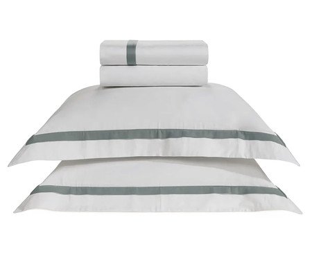 Jogo de Lençol Vercelli Branco e Azul Mare | Westwing