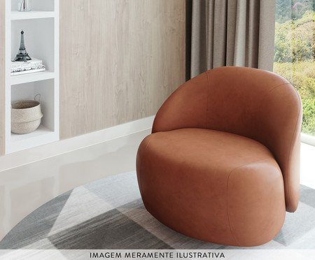 Poltrona Zoe Tec giratória Marrom | Westwing