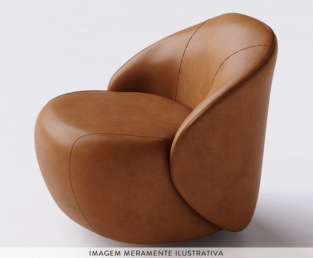 Poltrona Zoe Tec giratória Marrom | Westwing