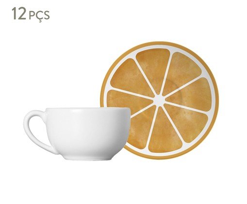 Conjunto Xícara de Chá Branca com Pires Coup Laranja, multicolor | WestwingNow