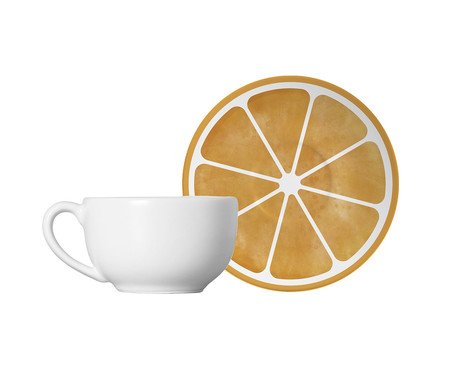 Conjunto Xícara de Chá Branca com Pires Coup Laranja | Westwing