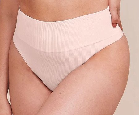 Calcinha Cintura Alta Fio Dental Canelada Free Bege Ballet | Westwing