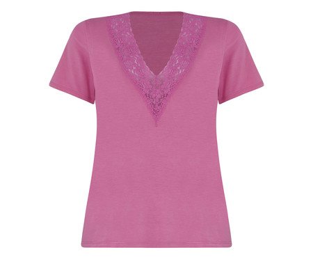 Conjunto Pijama Short-Doll Manga Curta Happy Rosa Candy | Westwing