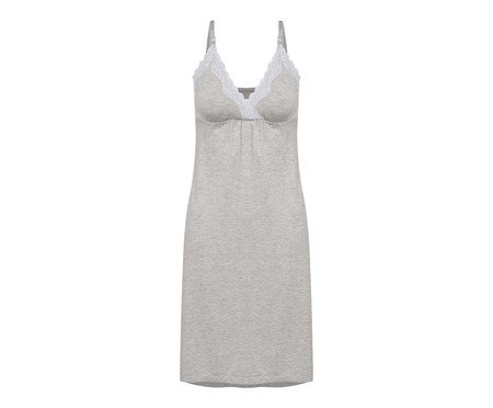 Camisola com Alças Finas Maternity Cinza Claro Mesclado