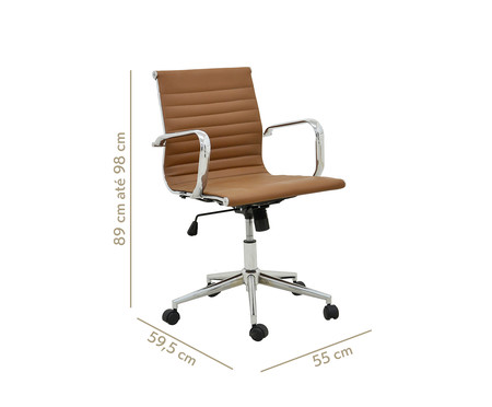 Cadeira de Escritório com Rodízios Glove Baixa - Caramelo | WestwingNow