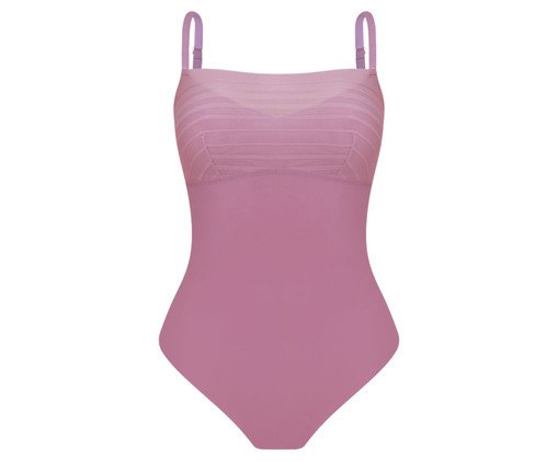Body de Alças Finas em Microfibra com Tule Listrado Rosa Natural, pink | WestwingNow