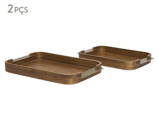 Kit Bandejas em Mdf e Metal 2 Pçs, brown | WestwingNow