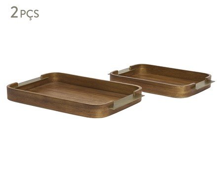 Kit Bandejas em Mdf e Metal 2 Pçs | Westwing