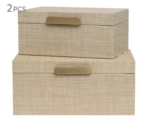 Kit Caixas em Mdf Com Revestimento em Pu 2 Pçs, beige | WestwingNow