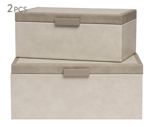 Kit Caixas em Mdf Com Revestimento em Pu 2 Pçs, grey | WestwingNow
