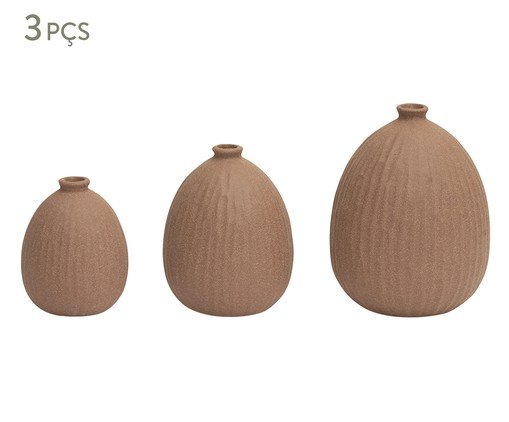 Kit Minivasos em Cerâmica 3 Pçs, Terracotta | WestwingNow