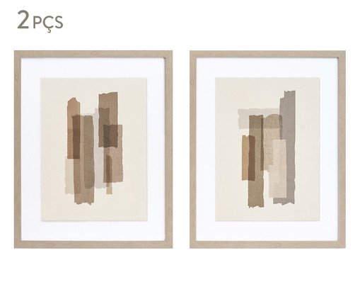 Kit Quadros em Poliestireno e Canvas 2 Pçs, beige | WestwingNow