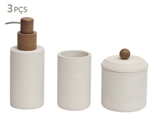 Kit em Polirresina Para Banheiro 3 Pçs, Off White | WestwingNow