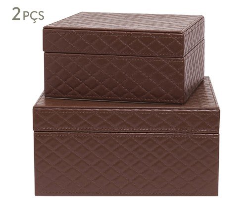 Kit Caixas em Em Mdf Com Revestimento em Pu 2 Pçs, brown | WestwingNow