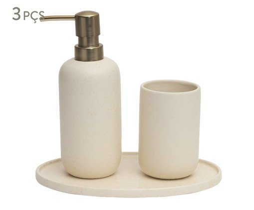 Kit em Cerâmica Para Banheiro 3 Pçs, beige | WestwingNow
