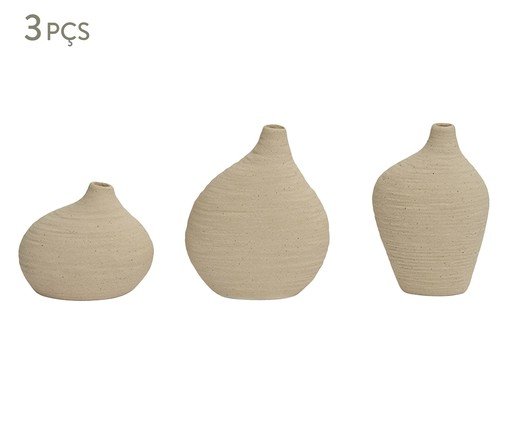 Kit Minivasos em Cerâmica 3 Pçs, beige | WestwingNow
