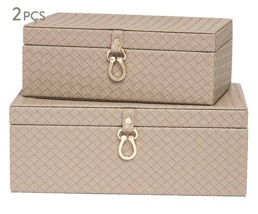 Kit Caixas em Mdf Com Revestimento em Pu 2 Pçs, beige | WestwingNow