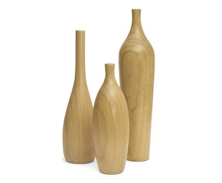 Kit Vasos em Madeira 3 Pçs | Westwing