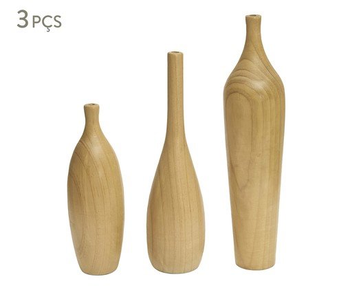 Kit Vasos em Madeira 3 Pçs, brown | WestwingNow
