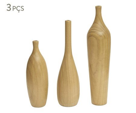Kit Vasos em Madeira 3 Pçs | Westwing