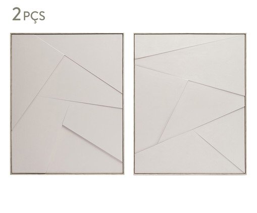 Kit Quadros em Poliestireno e Canvas 2 Pçs, Off White | WestwingNow