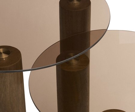 Kit Mesas em Madeira e Vidro 2 Pçs | Westwing