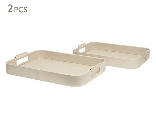 Kit Bandejas em Mdf Com Revestimento em Pu 2 Pçs, beige | WestwingNow