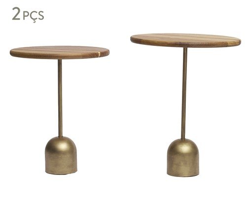 Kit Mesas em Madeira e Metal 2 Pçs, gold | WestwingNow