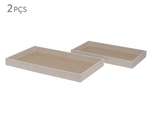 Kit Bandejas em Mdf Laminado e Linho 2 Pçs, beige | WestwingNow