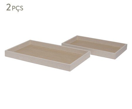 Kit Bandejas em Mdf Laminado e Linho 2 Pçs | Westwing