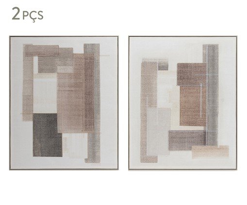 Kit Quadros em Poliestireno e Canvas 2 Pçs, beige | WestwingNow