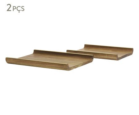 Kit Bandejas em Madeira e Metal 2 Pçs | Westwing