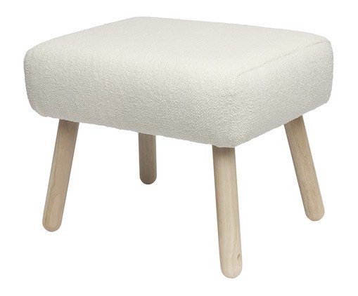 Pufe em Madeira e Boucle, Off White | WestwingNow