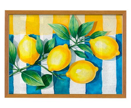 Quadro Limão Siciliano Listradocom Moldura Marrom | Westwing