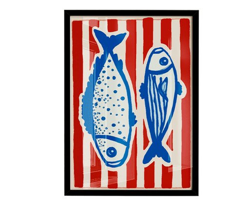 Quadro Peixes com Moldura Preto, red | WestwingNow