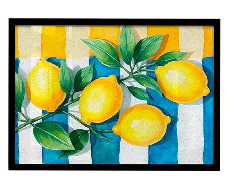 Quadro Limão Siciliano Listradocom Moldura Preto | Westwing