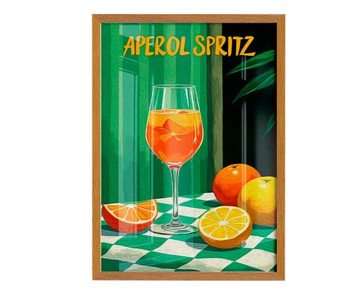 Quadro Um Aperol Spritz com Moldura Marrom, green | WestwingNow