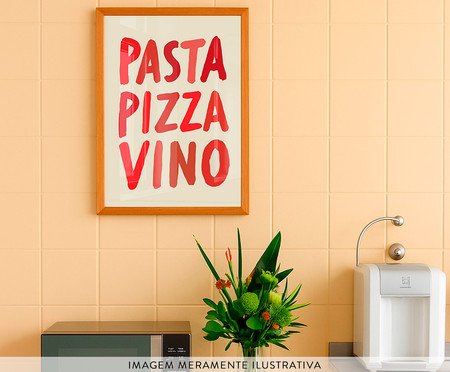 Quadro Pasta Pizza & Vinocom Moldura Marrom | Westwing